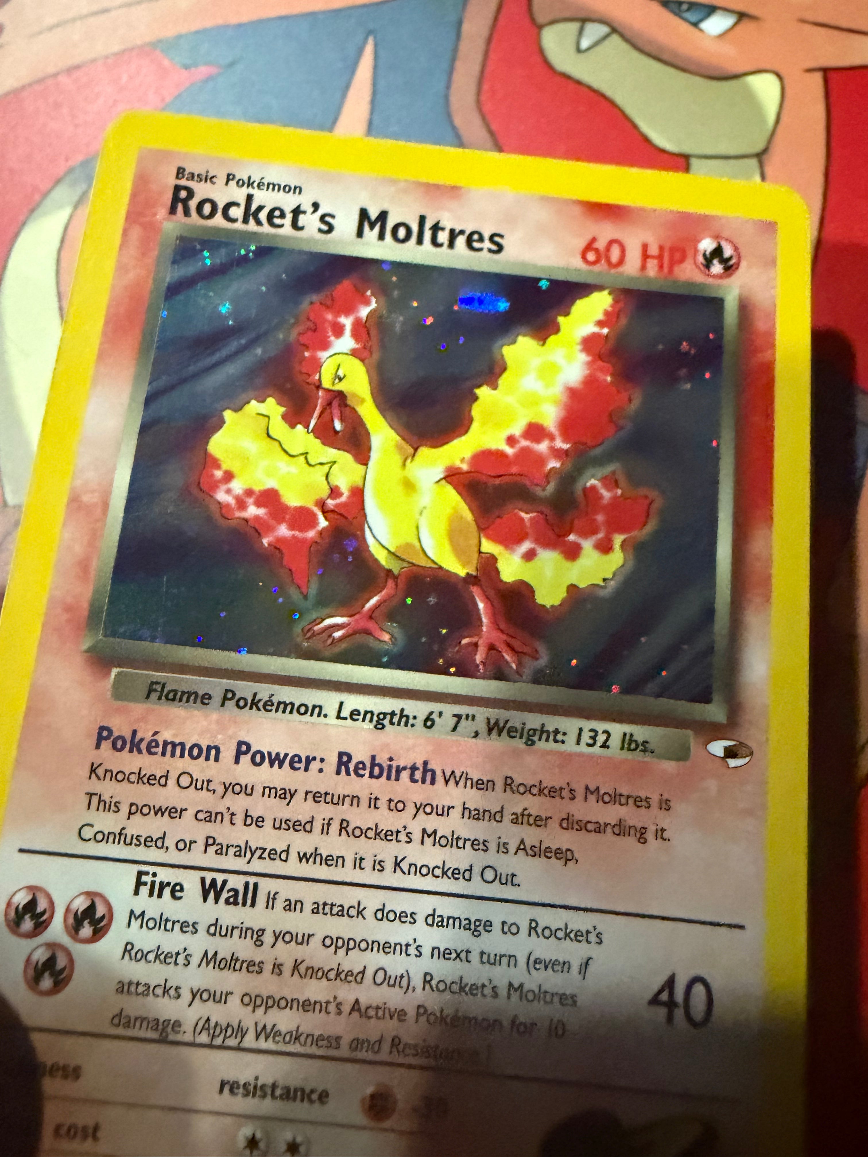 Pokemon Card TCG Rocket’s Moltres 12/132 Holo Rare VLP/NM Vintage WoTC