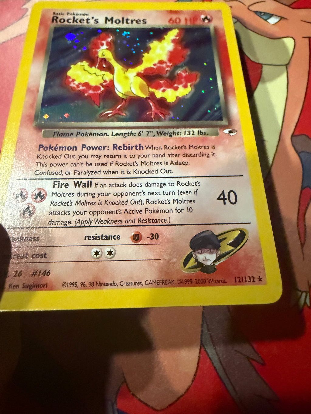 Pokemon Card TCG Rocket’s Moltres 12/132 Holo Rare VLP/NM Vintage WoTC